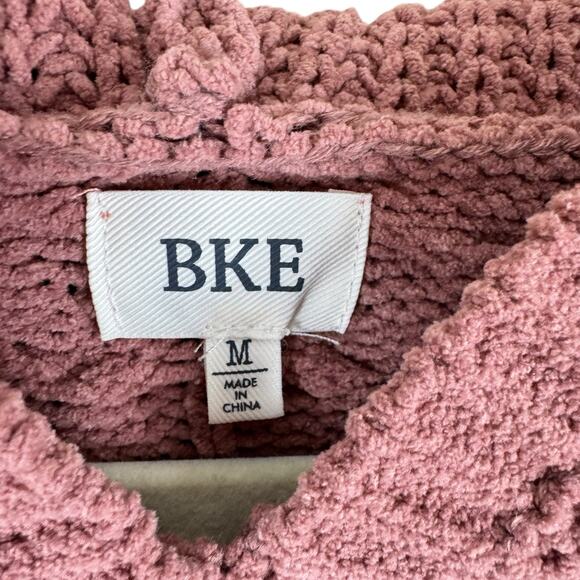 BKE Mauve Hooded Long Sleeve Raw Hem Chenille Oversize Pullover Sweater Size M - Picture 4 of 6